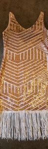 Rose Gold Sequin Stretch flapper dress sz 10 or 12